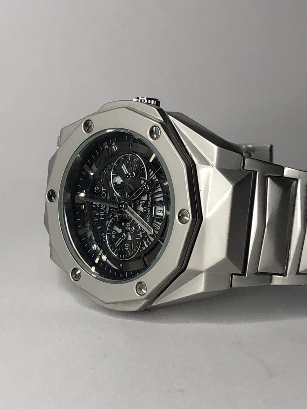 Hublo Skeleton Dial Black Chain Watch