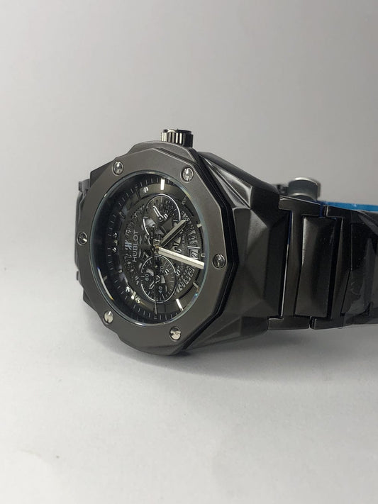 Hublo Skeleton Dial Black Chain Watch